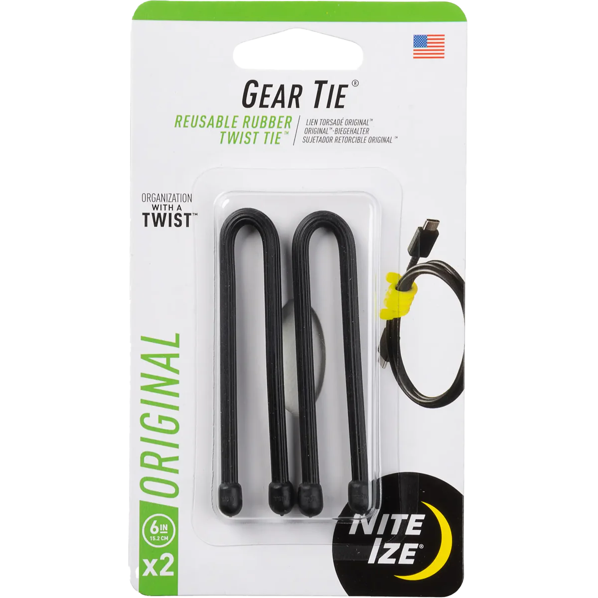Gear Tie Reusable Rubber Twist Tie 6" - 2 Pack