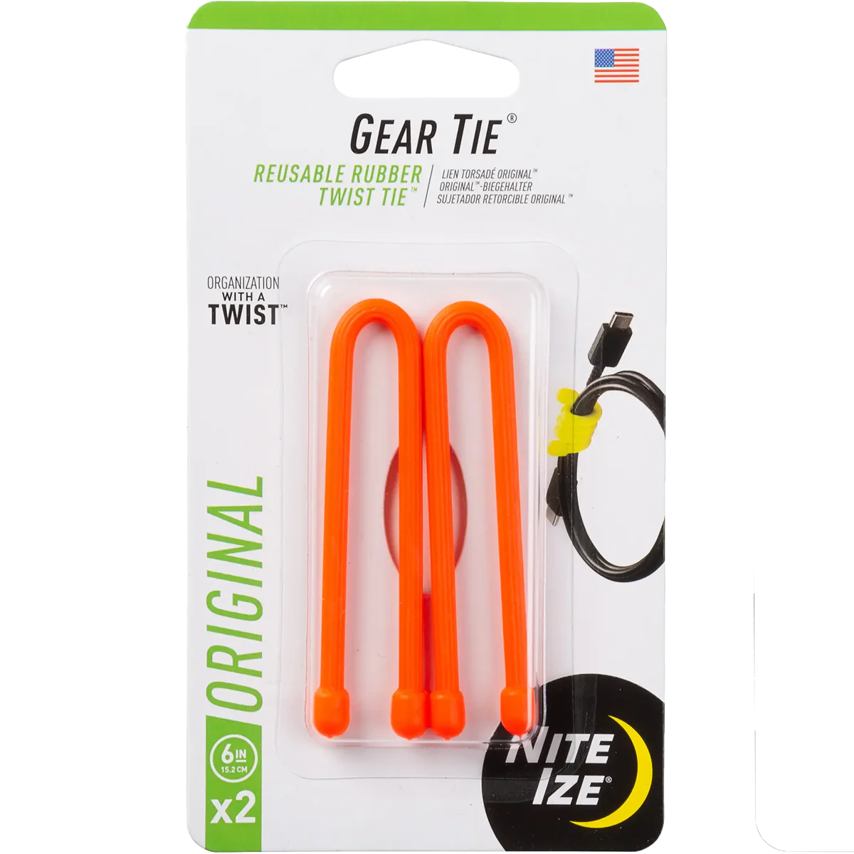 Gear Tie Reusable Rubber Twist Tie 6" - 2 Pack - Image 2