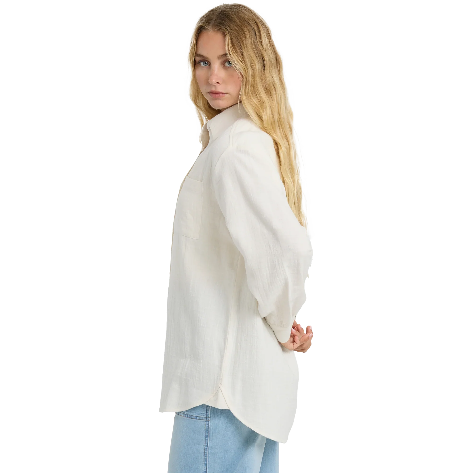 Women's Wanderer Solid Long Sleeve Woven Top - Image 4