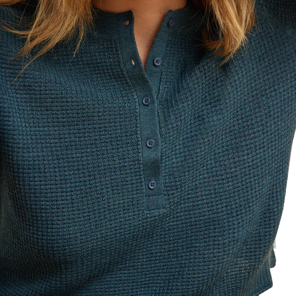 Women's Well Worn Thermal Long Sleeve Henley - Image 4